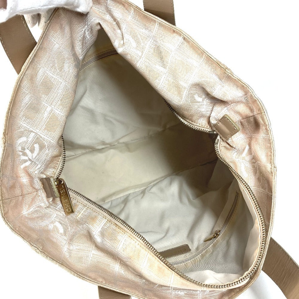 CHANEL A15825 New Travel Line GM Tote Bag Shoulder Bag Nylon/Leather Unisex Beige