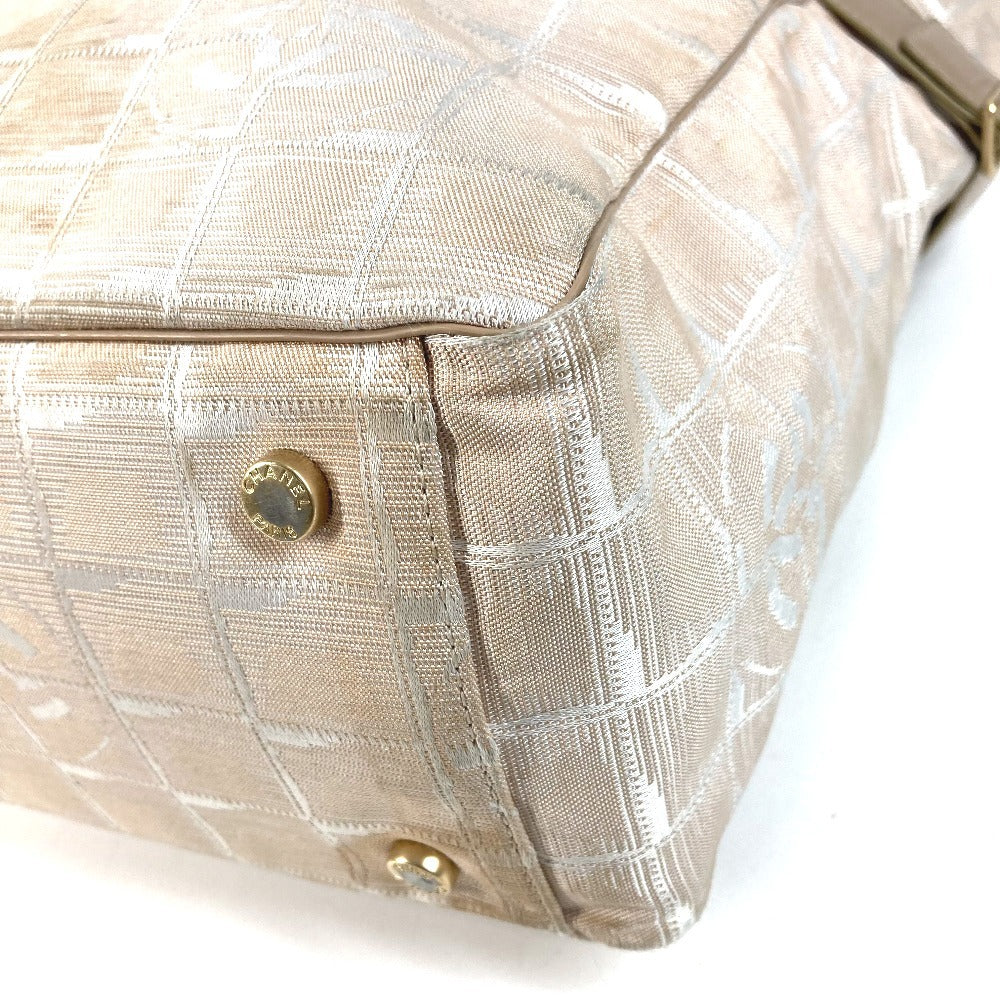 CHANEL A15825 New Travel Line GM Tote Bag Shoulder Bag Nylon/Leather Unisex Beige