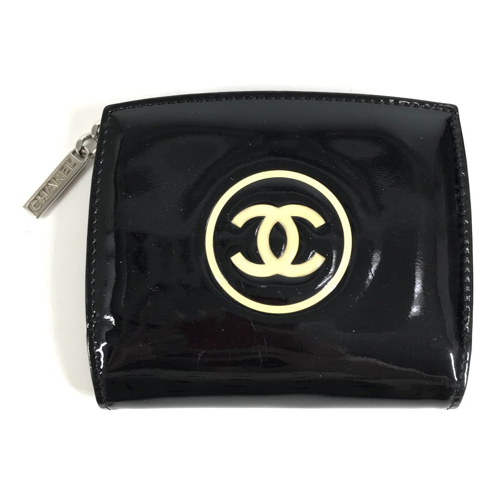 CHANEL Makeup Palette CC Coco Mark Logo Compact Wallet Bi-fold Wallet Enamel Unisex Black