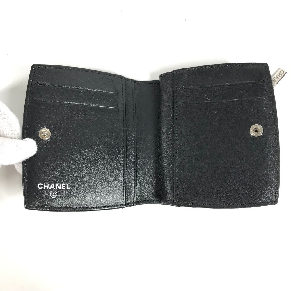 CHANEL Makeup Palette CC Coco Mark Logo Compact Wallet Bi-fold Wallet Enamel Unisex Black