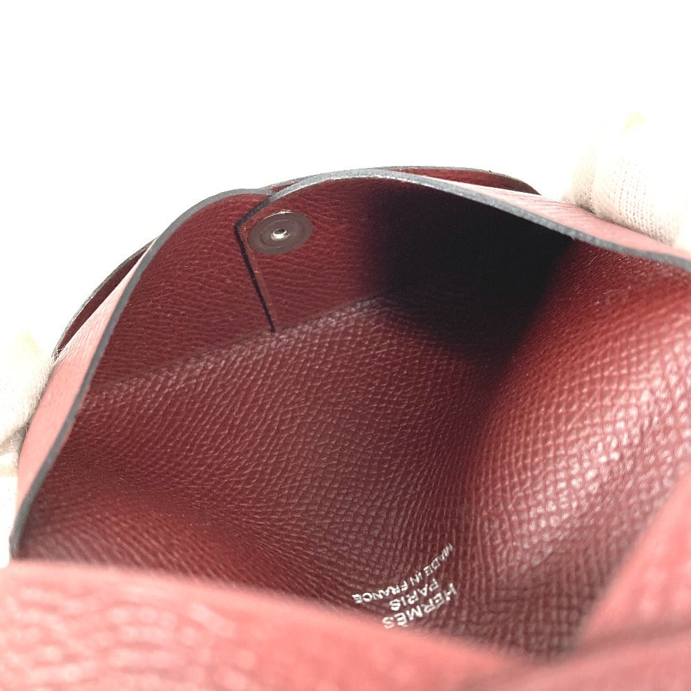 HERMES コインケース 小銭入れ 財布 カルヴィ 小物 二つ折り 名刺入れ パスケース カードケース エプソン ユニセックス ブラウン