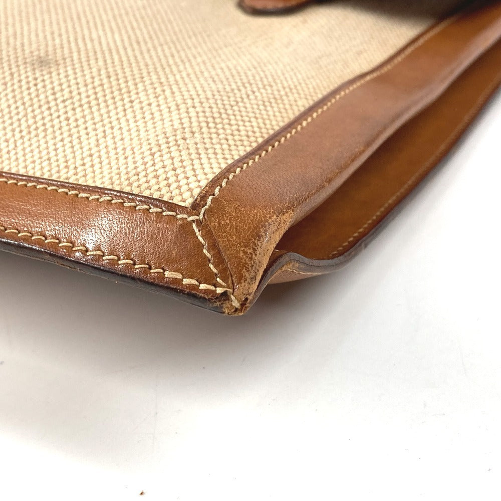 HERMES Vintage Flap Bag Shoulder Tote Bag Handbag Shoulder Bag Leather/Canvas Unisex Beige