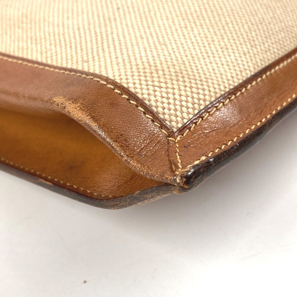 HERMES Vintage Flap Bag Shoulder Tote Bag Handbag Shoulder Bag Leather/Canvas Unisex Beige