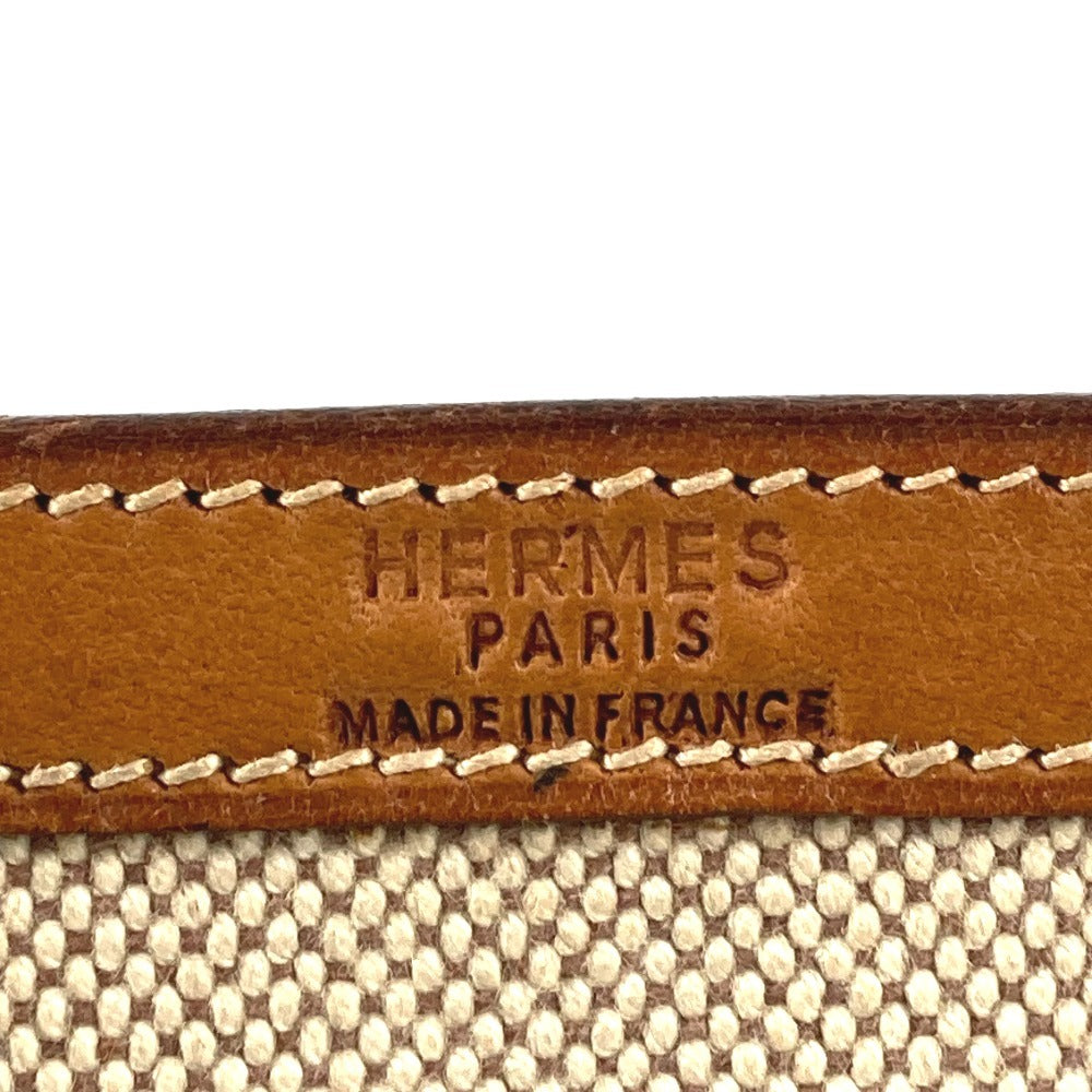 HERMES Vintage Flap Bag Shoulder Tote Bag Handbag Shoulder Bag Leather/Canvas Unisex Beige