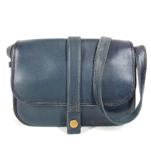 HERMES Vintage Noumea Bag Shoulder Flap Shoulder Bag Leather Unisex Navy