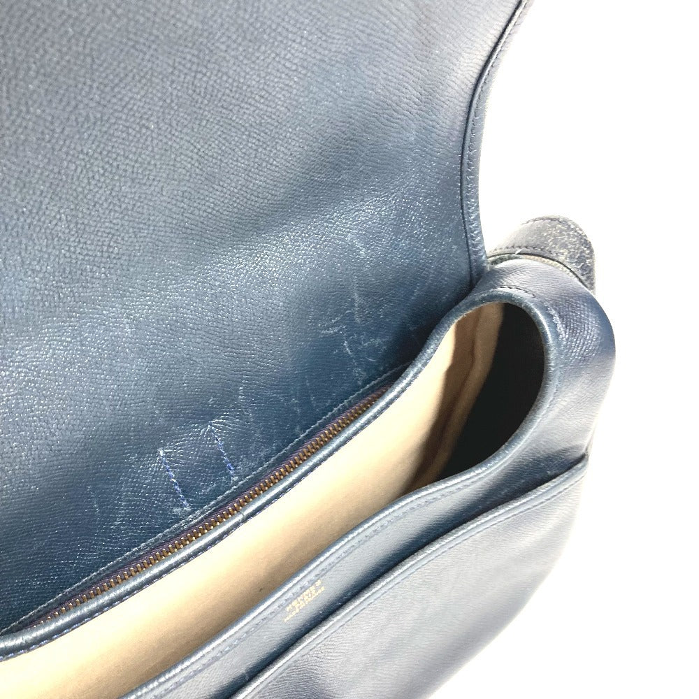 HERMES ヴィンテージ ヌメア カバン 肩掛け フラップ ショルダーバッグ レザー ユニセックス ネイビー