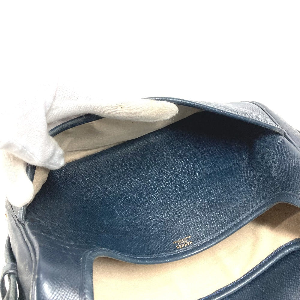 HERMES ヴィンテージ ヌメア カバン 肩掛け フラップ ショルダーバッグ レザー ユニセックス ネイビー