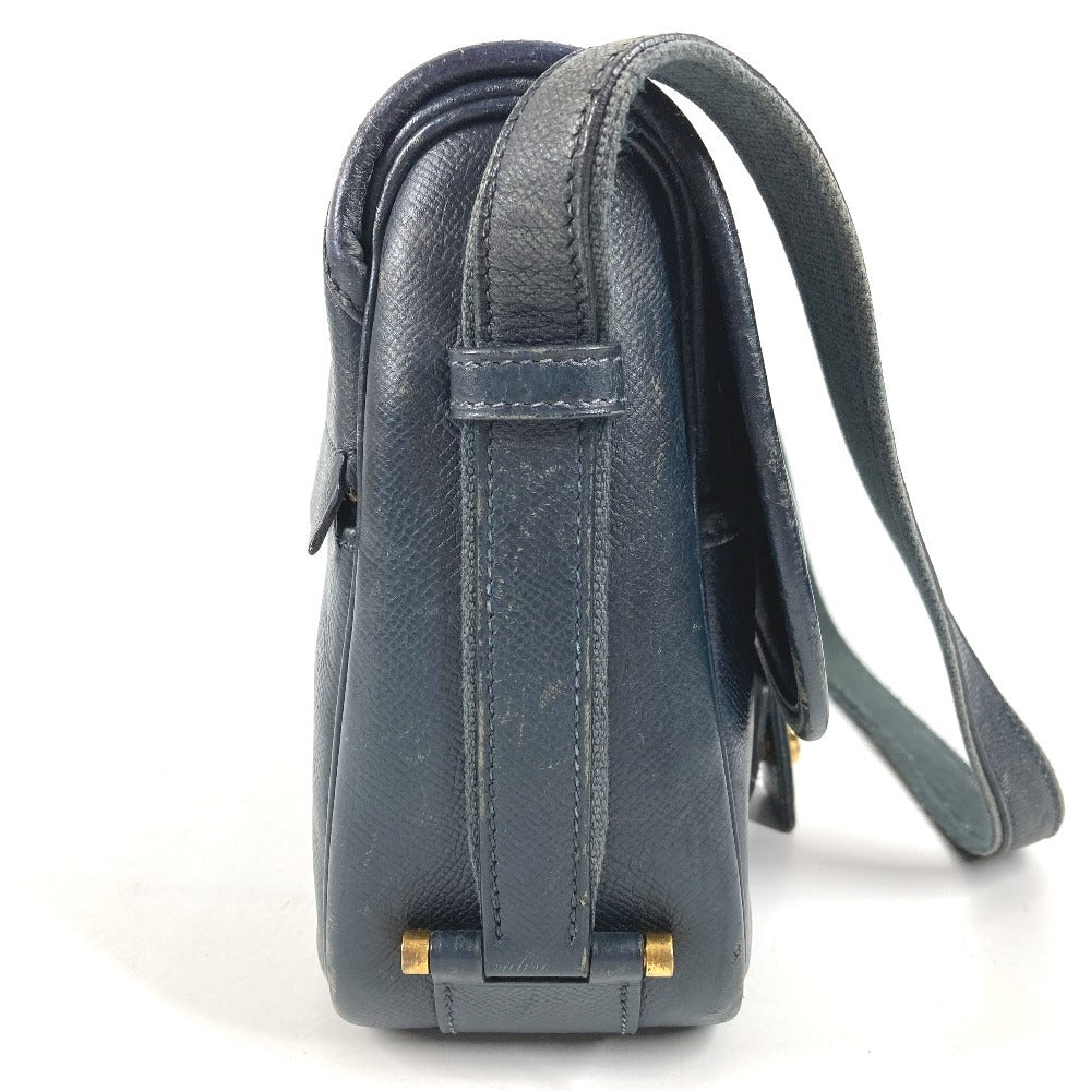 HERMES ヴィンテージ ヌメア カバン 肩掛け フラップ ショルダーバッグ レザー ユニセックス ネイビー