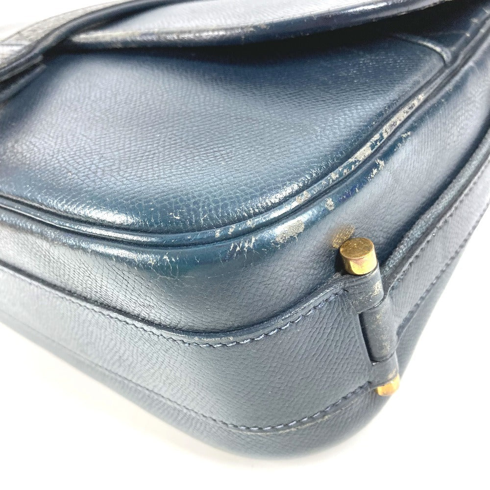 HERMES ヴィンテージ ヌメア カバン 肩掛け フラップ ショルダーバッグ レザー ユニセックス ネイビー