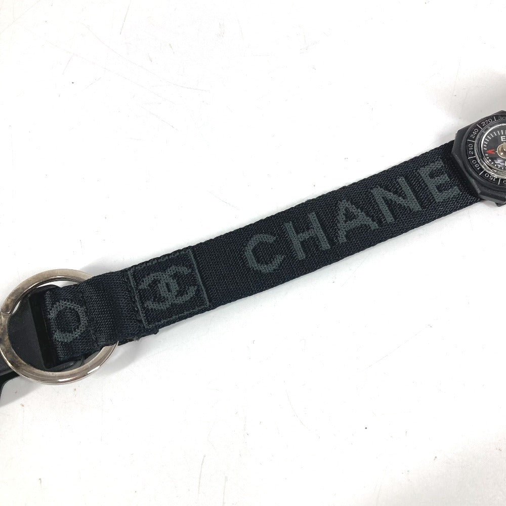 CHANEL Sports CC Coco Mark 03A Compass Accessory Keyring Bracelet Canvas Unisex Black
