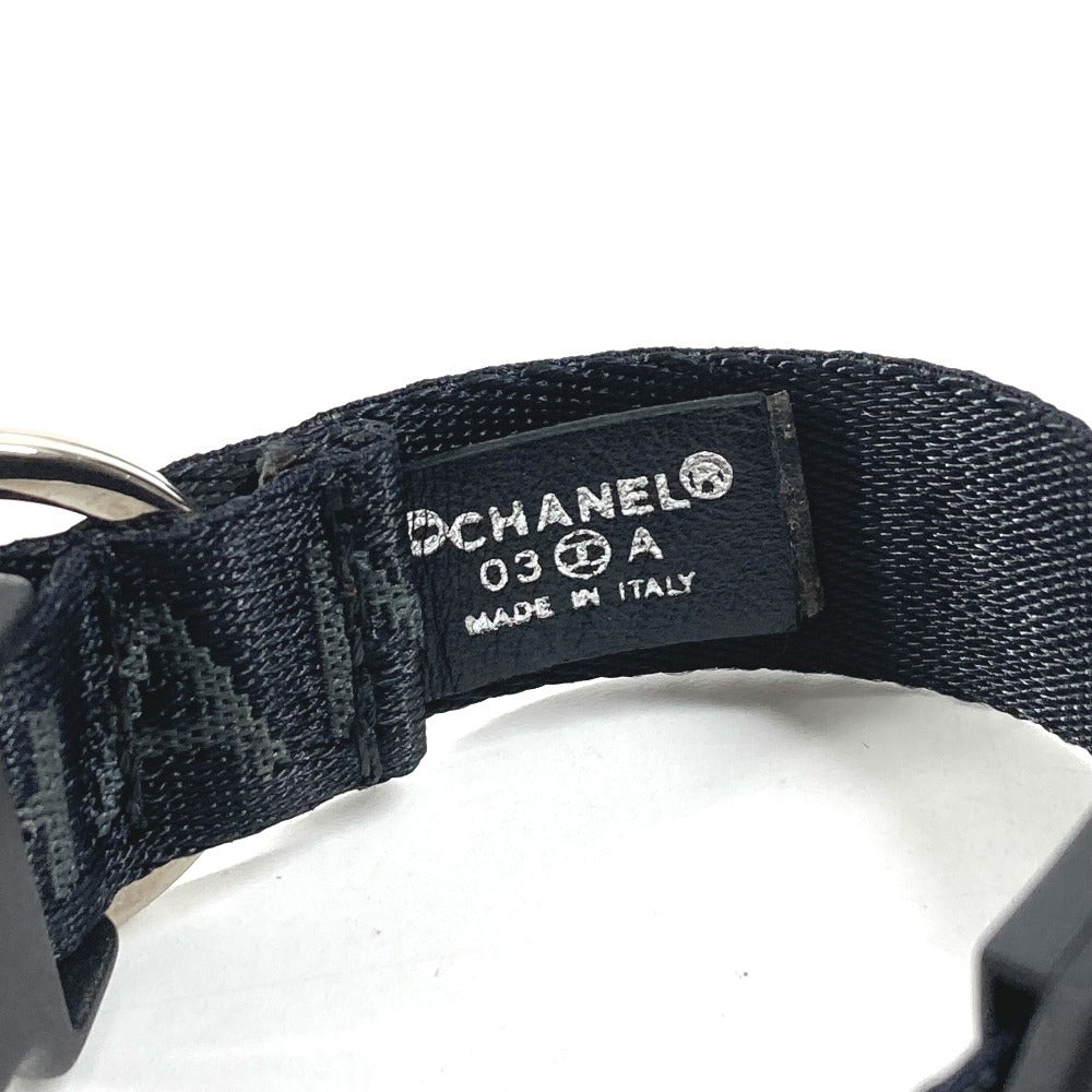 CHANEL Sports CC Coco Mark 03A Compass Accessory Keyring Bracelet Canvas Unisex Black