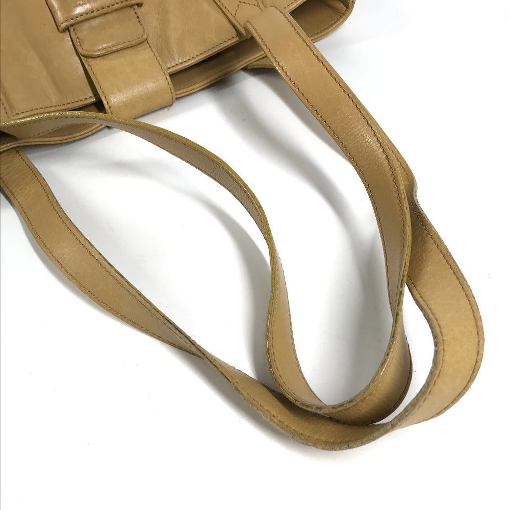 CHANEL Vintage Logo Bag Shoulder Tote Bag Handbag Shoulder Bag Leather Unisex Beige