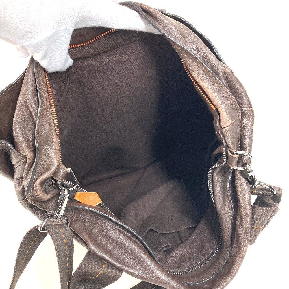 HERMES Vertical Handbag Caravane Vertical MM Crossbody Tote Bag 2WAY Bag Shoulder Bag Leather Unisex Brown