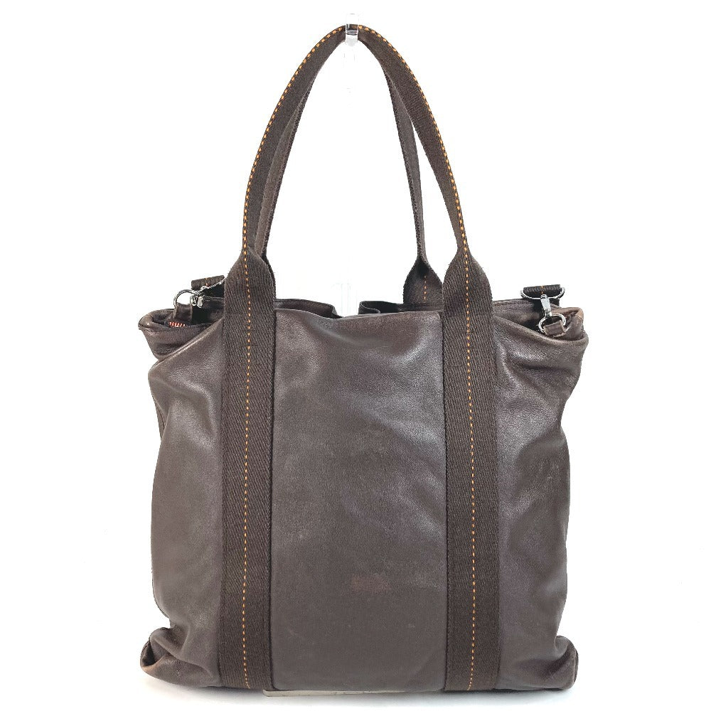 HERMES Vertical Handbag Caravane Vertical MM Crossbody Tote Bag 2WAY Bag Shoulder Bag Leather Unisex Brown