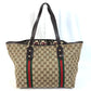 GUCCI 139260 Charm GG Logo Sherry Line Shoulder Tote Bag Handbag Shoulder Bag GG Canvas/Leather Unisex Beige