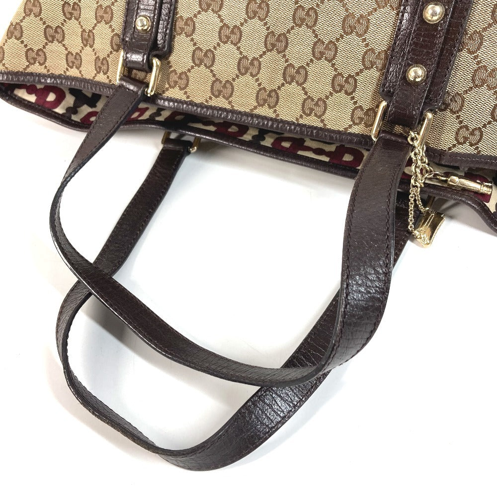 GUCCI 139260 Charm GG Logo Sherry Line Shoulder Tote Bag Handbag Shoulder Bag GG Canvas/Leather Unisex Beige