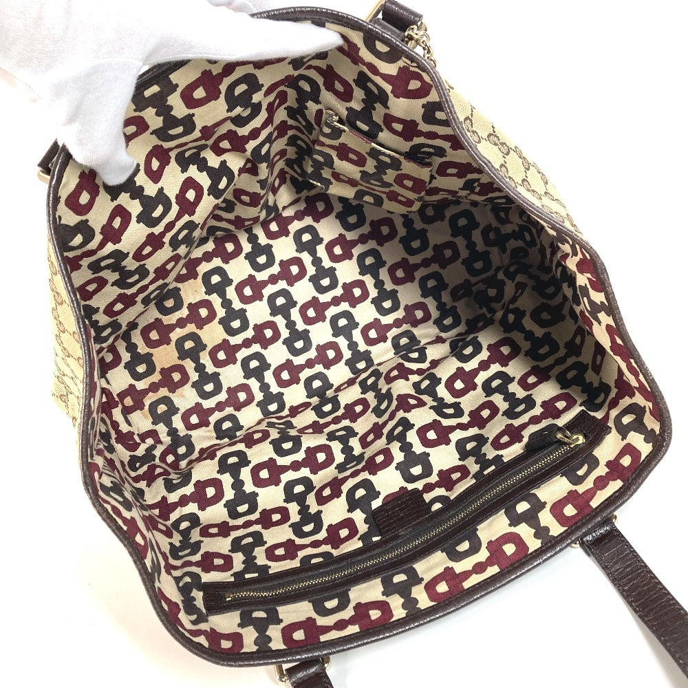 GUCCI 139260 Charm GG Logo Sherry Line Shoulder Tote Bag Handbag Shoulder Bag GG Canvas/Leather Unisex Beige