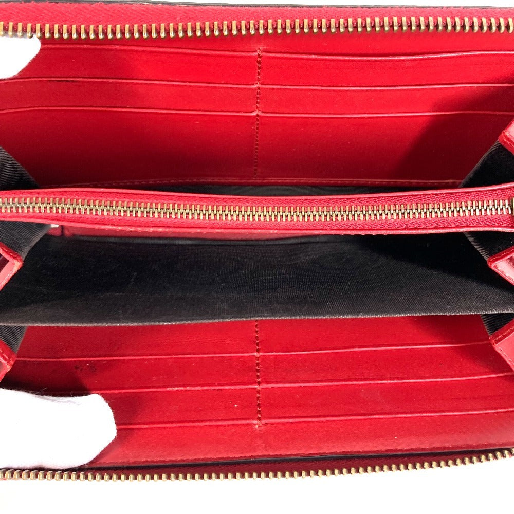 GUCCI 476049 GG Supreme GG Logo Cherry Rhinestone Zip Around Long Wallet GG Supreme Canvas Unisex Red