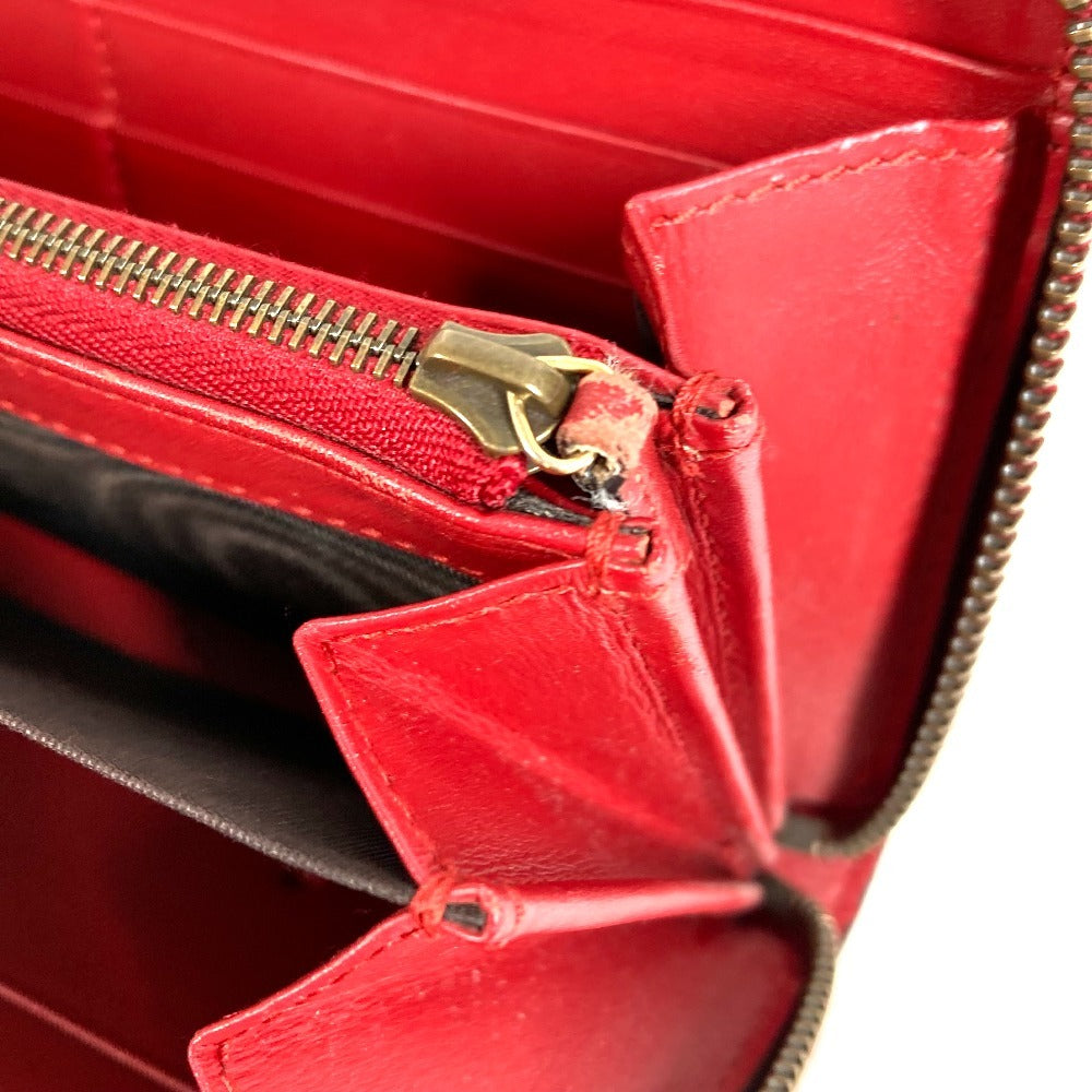 GUCCI 476049 GG Supreme GG Logo Cherry Rhinestone Zip Around Long Wallet GG Supreme Canvas Unisex Red