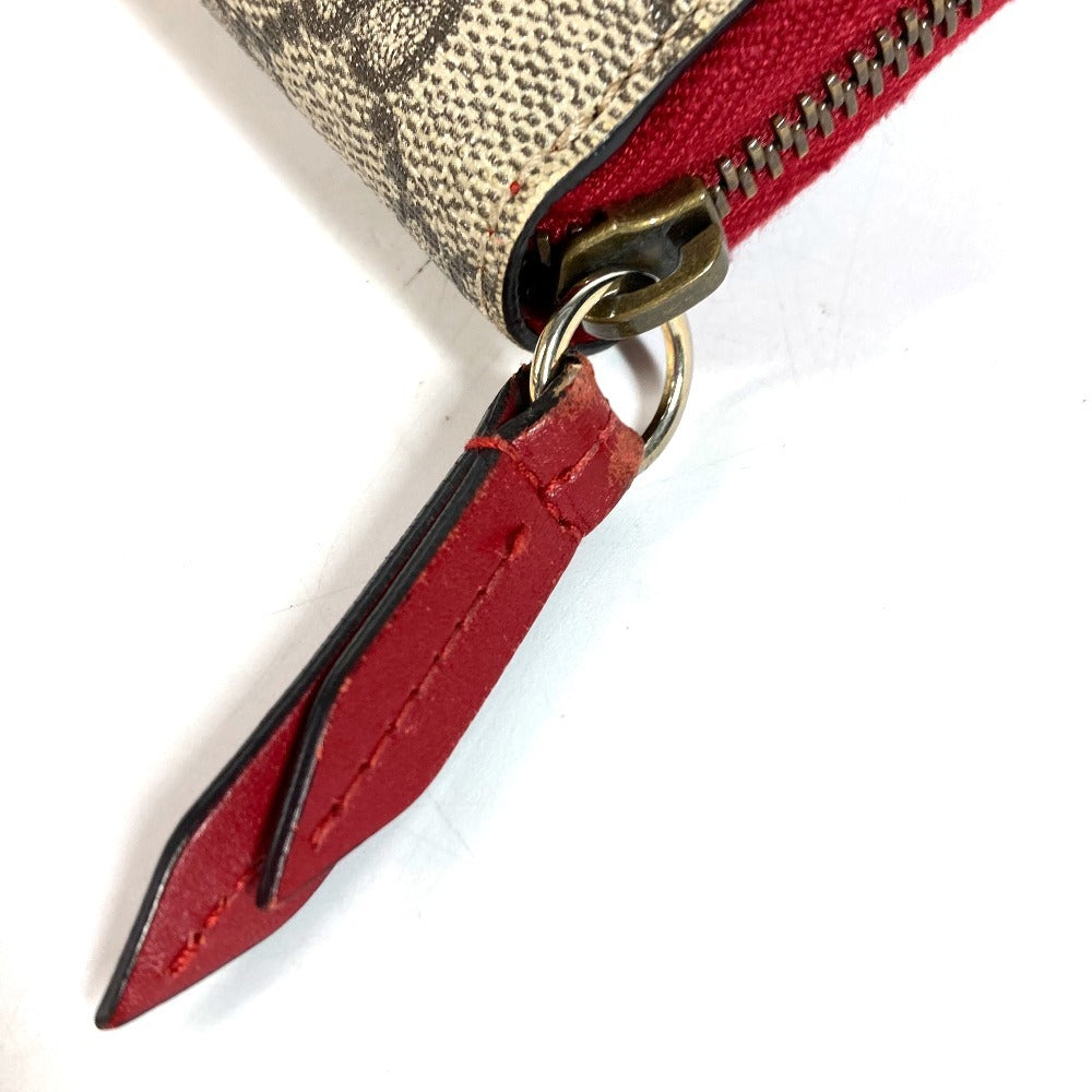 GUCCI 476049 GG Supreme GG Logo Cherry Rhinestone Zip Around Long Wallet GG Supreme Canvas Unisex Red