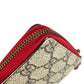 GUCCI 476049 GG Supreme GG Logo Cherry Rhinestone Zip Around Long Wallet GG Supreme Canvas Unisex Red