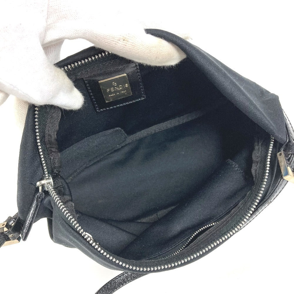 FENDI FF Logo Shoulder Bag Jersey Unisex Black