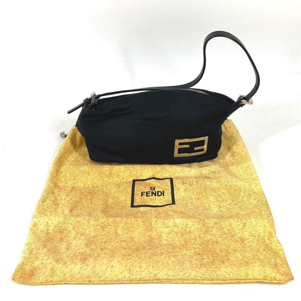 FENDI FF Logo Shoulder Bag Jersey Unisex Black