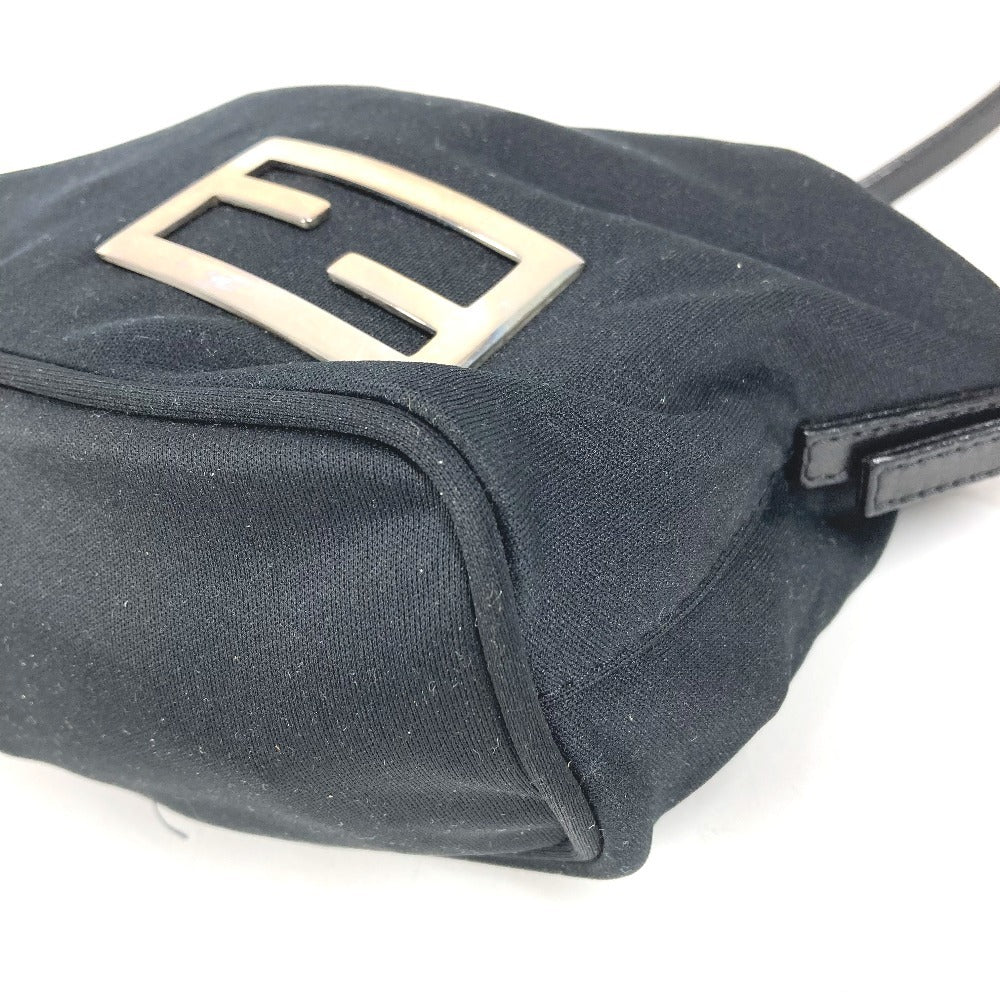 FENDI FF Logo Shoulder Bag Jersey Unisex Black