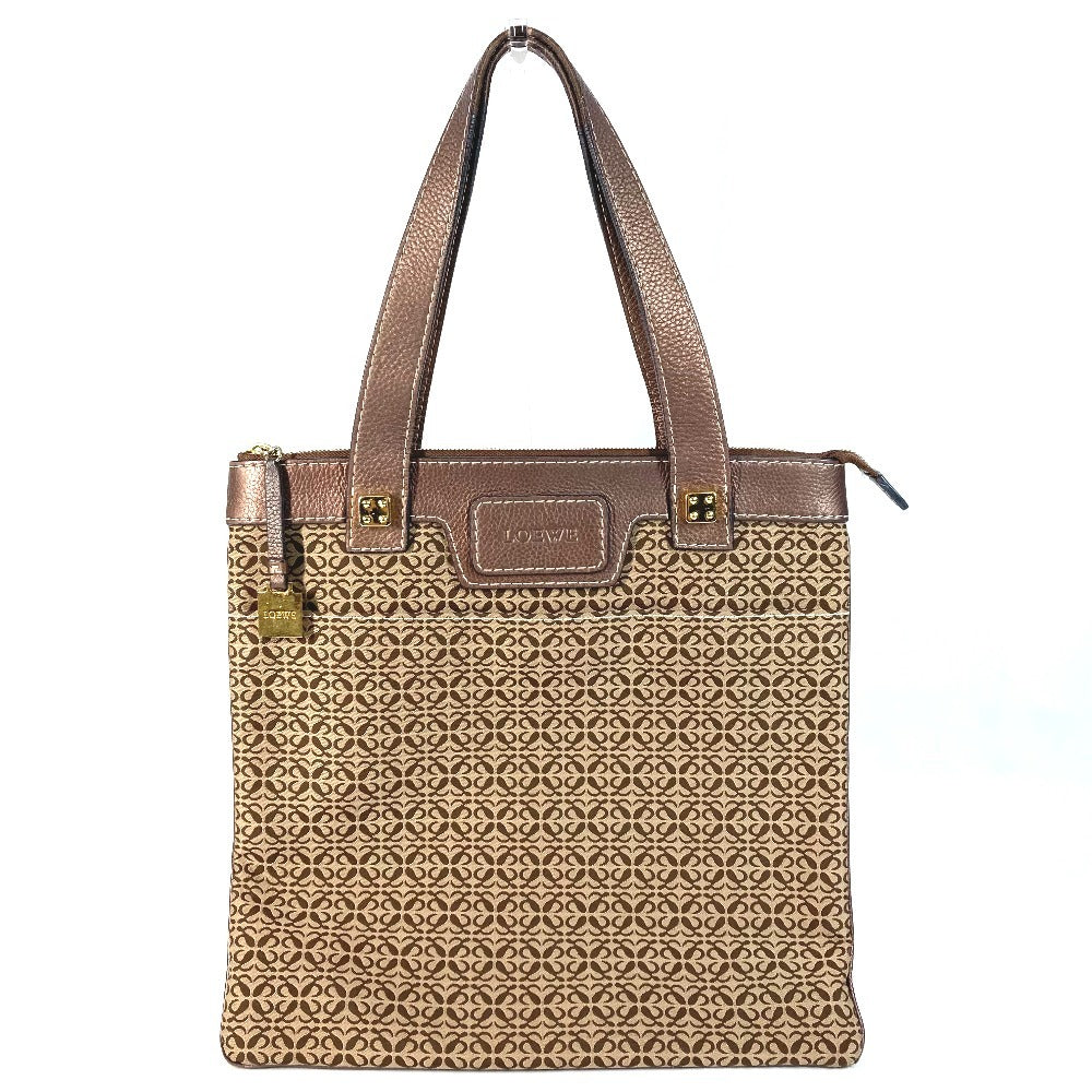 LOEWE Anagram Logo New Road Line Bag Tote Bag Shoulder Bag Leather/Canvas Unisex Brown