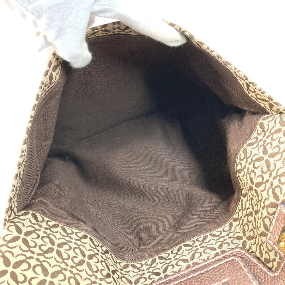 LOEWE Anagram Logo New Road Line Bag Tote Bag Shoulder Bag Leather/Canvas Unisex Brown
