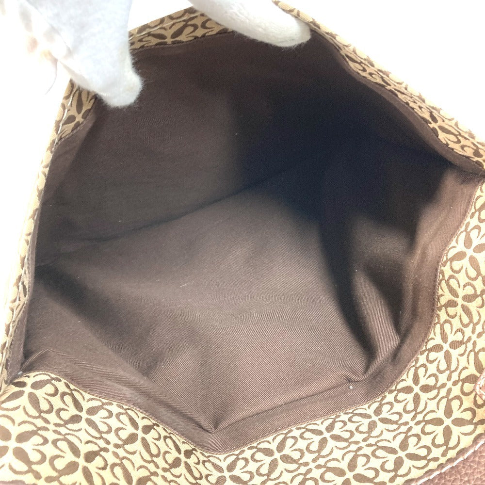 LOEWE Anagram Logo New Road Line Bag Tote Bag Shoulder Bag Leather/Canvas Unisex Brown