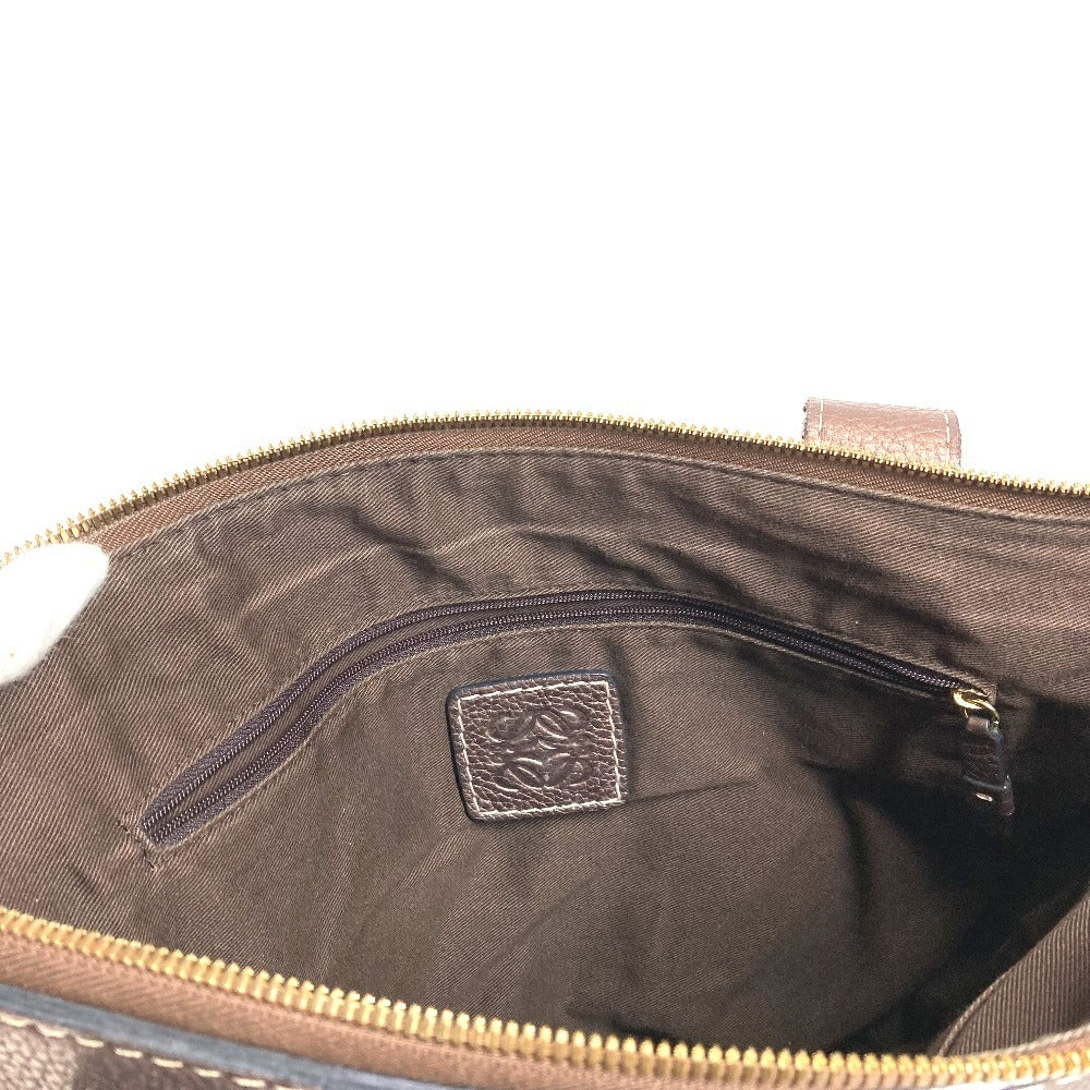 LOEWE Anagram Logo New Road Line Bag Tote Bag Shoulder Bag Leather/Canvas Unisex Brown