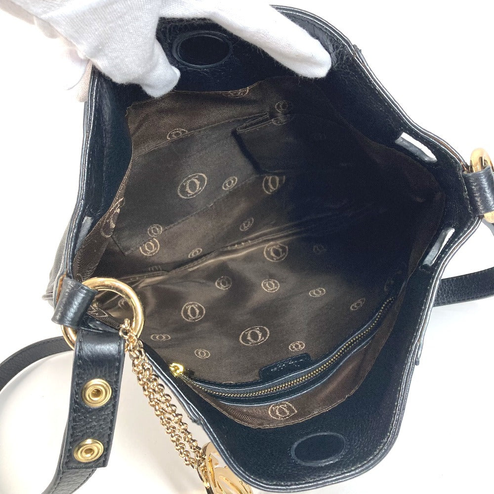 CARTIER Marcello Logo Crossbody Bag with Charm, Leather, Unisex, Black