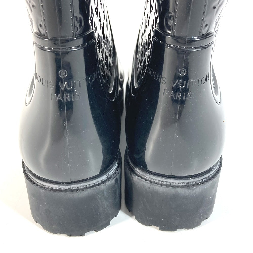 LOUIS VUITTON Monogram Long Boots Rain Boots Wellies Long Shoes Rain Shoes Rubber Women's Black