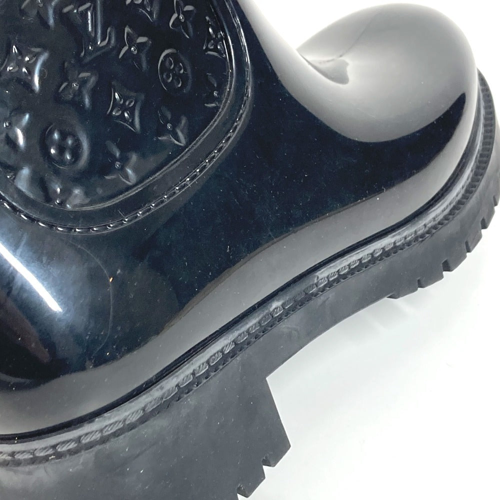 LOUIS VUITTON Monogram Long Boots Rain Boots Wellies Long Shoes Rain Shoes Rubber Women's Black