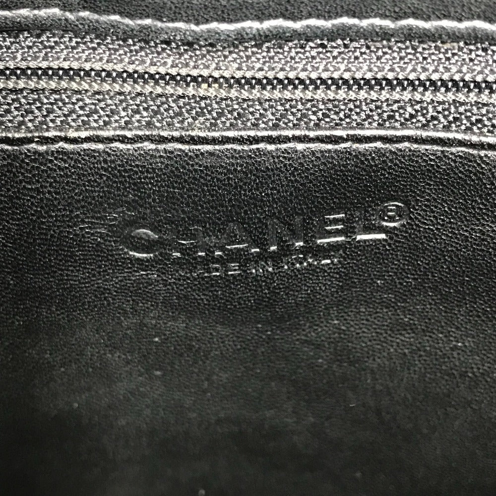 CHANEL Vintage Chocolate Bar Logo CC Coco Mark Bag Tote Bag Handbag Enamel Unisex Black