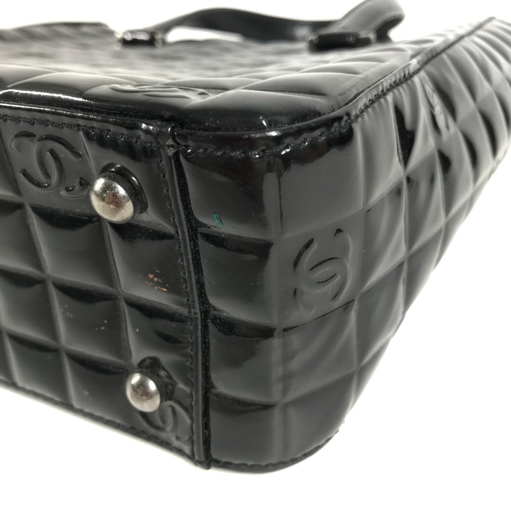 CHANEL Vintage Chocolate Bar Logo CC Coco Mark Bag Tote Bag Handbag Enamel Unisex Black