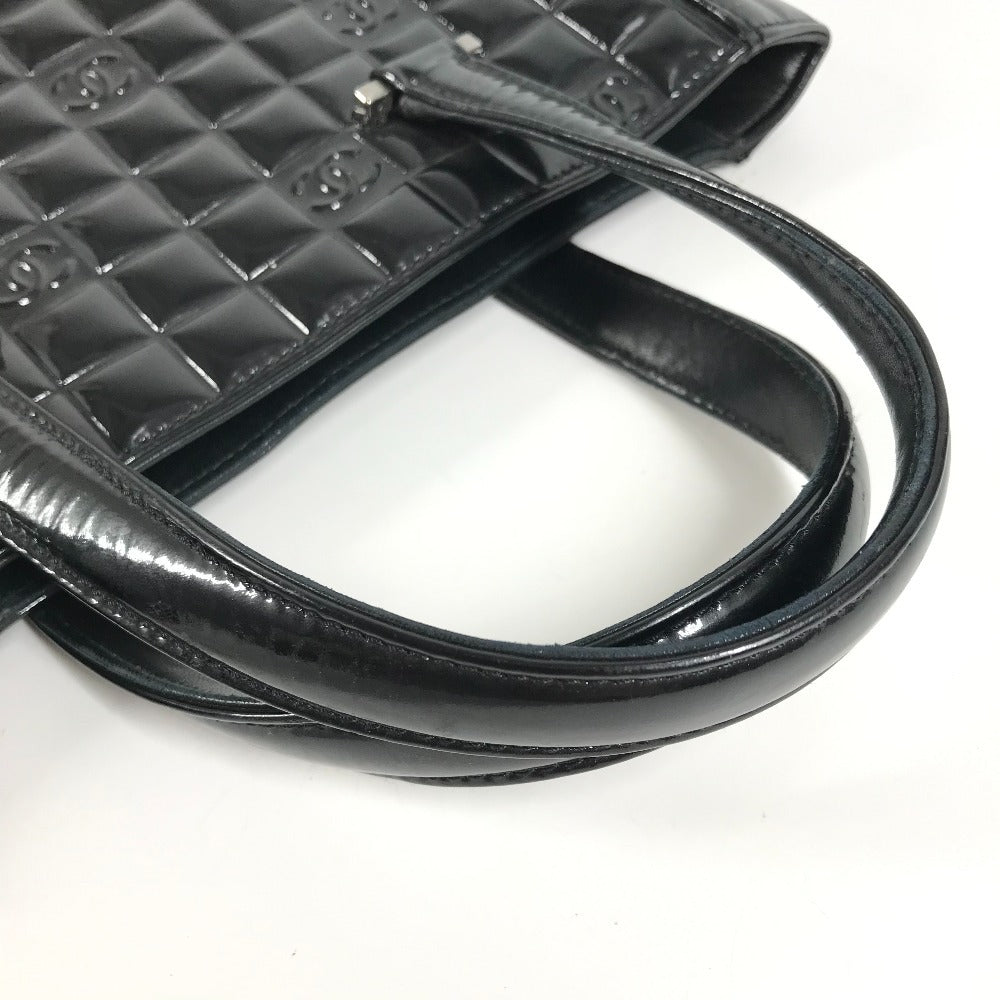 CHANEL Vintage Chocolate Bar Logo CC Coco Mark Bag Tote Bag Handbag Enamel Unisex Black