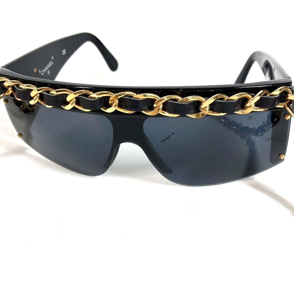 CHANEL 01456 Chain CC Coco Mark Logo Eyeglasses Eyewear Glasses Sunglasses Plastic Unisex Black