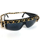 CHANEL 01456 Chain CC Coco Mark Logo Eyeglasses Eyewear Glasses Sunglasses Plastic Unisex Black