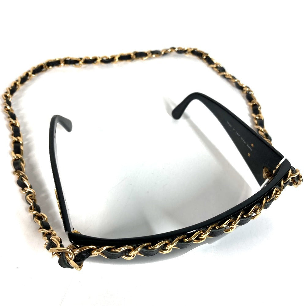 CHANEL 01456 Chain CC Coco Mark Logo Eyeglasses Eyewear Glasses Sunglasses Plastic Unisex Black