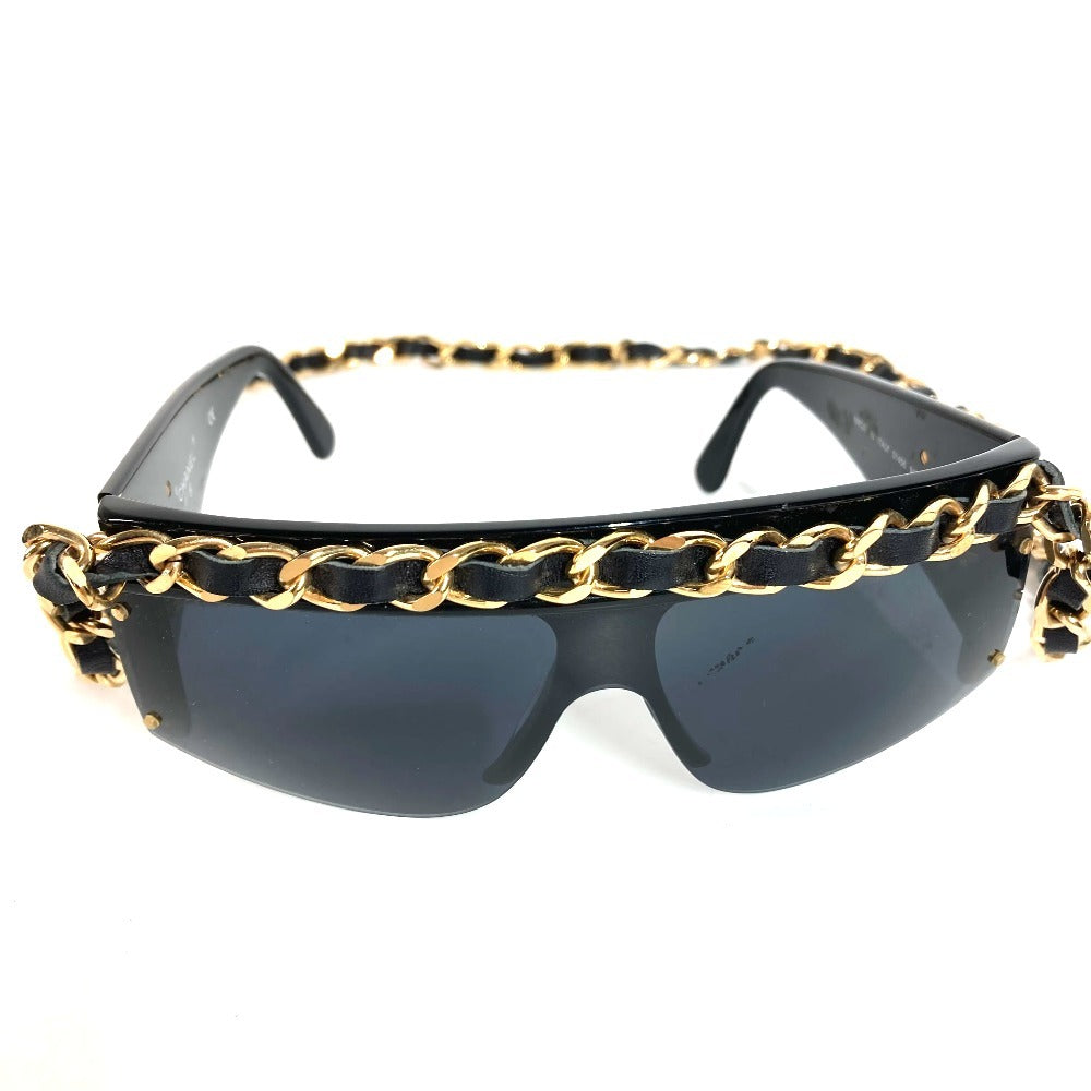 CHANEL 01456 Chain CC Coco Mark Logo Eyeglasses Eyewear Glasses Sunglasses Plastic Unisex Black