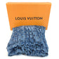LOUIS VUITTON Logo Fringe Muffler Shawl Large Stole Cotton Unisex Blue