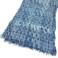 LOUIS VUITTON Logo Fringe Muffler Shawl Large Stole Cotton Unisex Blue