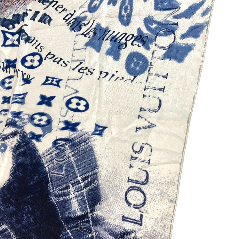 LOUIS VUITTON Logo Scarf Silk Unisex Blue