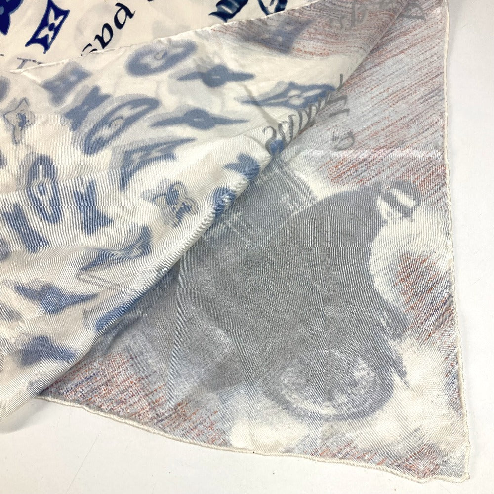 LOUIS VUITTON Logo Scarf Silk Unisex Blue