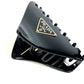 PRADA Triangle Logo Plate Hair Clip Hair Accessory Hairpin Plastic Unisex Black