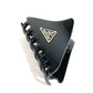 PRADA Triangle Logo Plate Hair Clip Hair Accessory Hairpin Plastic Unisex Black