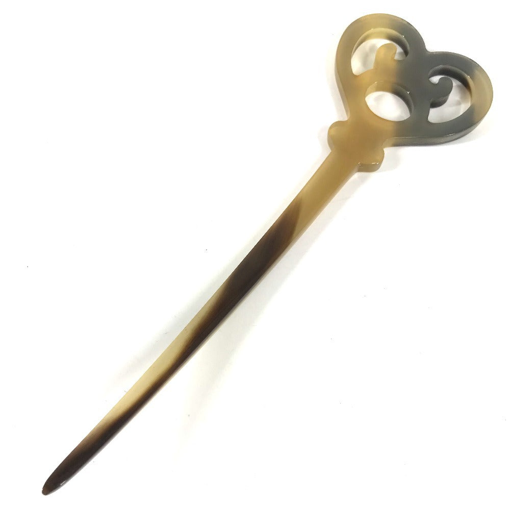 HERMES Serie Kanzashi Hairpin Hair Pick Hair Accessory Buffalo Horn Hairpin Women's Brown