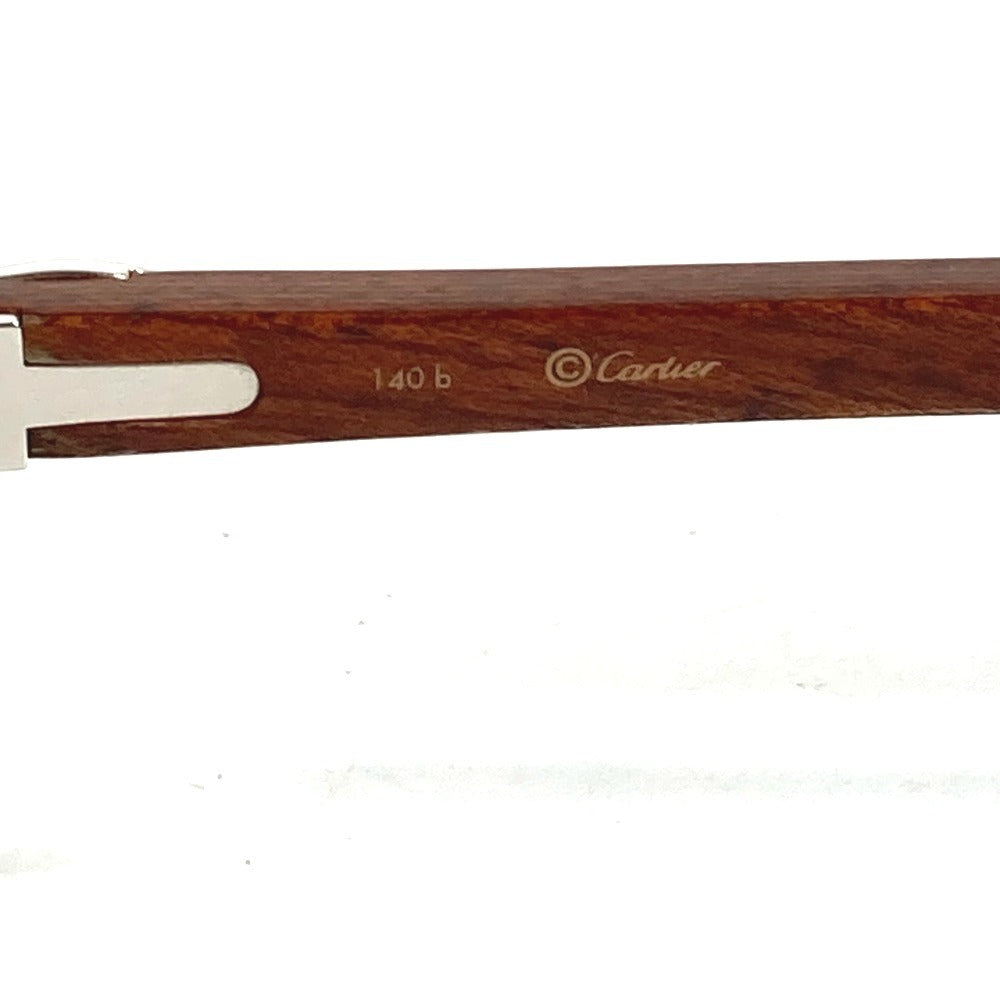 CARTIER Logo Eyeglasses Eyewear Glasses Sunglasses Wood Unisex Brown
